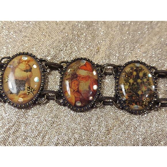 Vintage Nina Ricci for Avon Christmas Old World Antiqued Bronze Tone Bracelet 8" - Picture 5 of 9